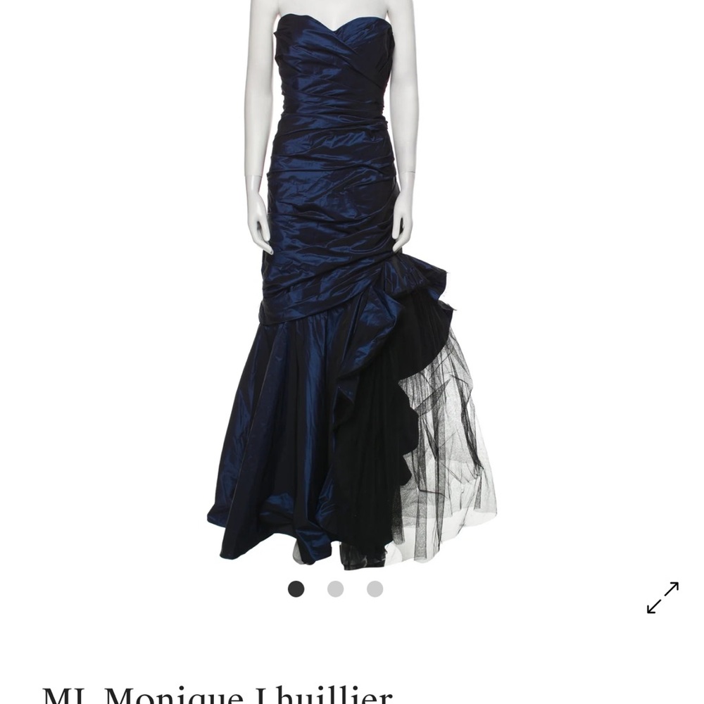 Monique Lhuillier Navy Blue Strapless Gown